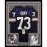 FRAMED Autographed/Signed RON YARY HOF 01 33x42 Minnesota Purple Jersey JSA COA