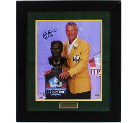 Brett Favre Signed Green Bay Packers Framed w/ Plaque 16x20 Photo - w- "HOF 16"