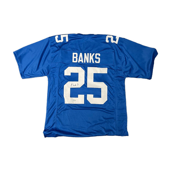 Deonte Banks Autographed New York Giants Blue Custom Jersey - Beckett