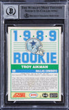 Cowboys Troy Aikman Signed 1989 Score #270 Rookie Card Auto 10! BAS Slabbed 2