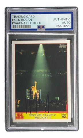 Hulk Hogan Signed 2015 Topps WWE Wrestlemania #5 Trading Card PSA