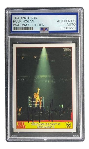 Hulk Hogan Signed 2015 Topps WWE Wrestlemania #5 Trading Card PSA