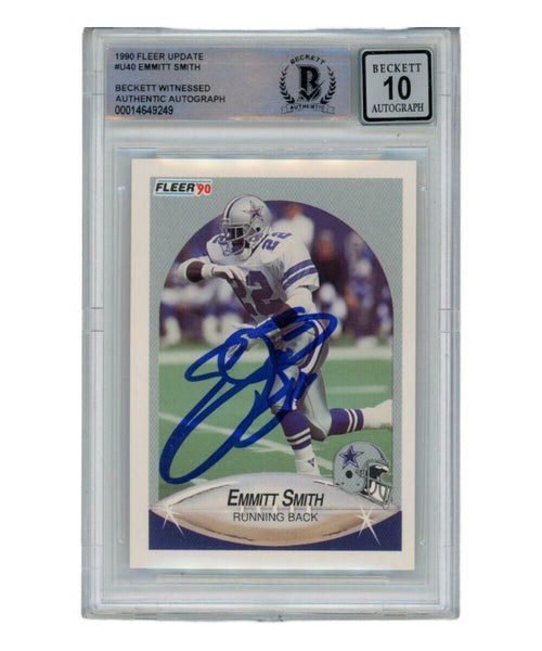 Emmitt Smith Autographed 1990 Fleer U-40 Card Grade 10 Auto Beckett 39431