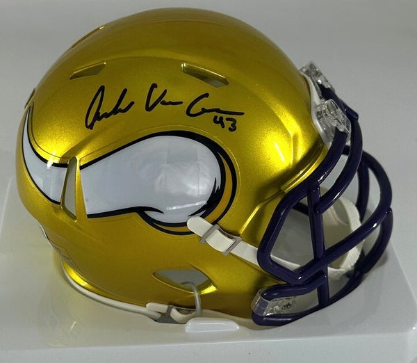 Vikings ANDREW VAN GINKEL Signed Riddell FLASH Speed Mini Helmet AUTO - BAS