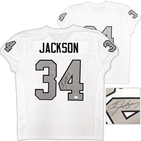 RAIDERS BO JACKSON AUTOGRAPHED WHITE PRO CUT JERSEY BECKETT WITNESS 226321