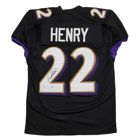Autographed/Signed Derrick Henry Baltimore Black Football Jersey JSA COA