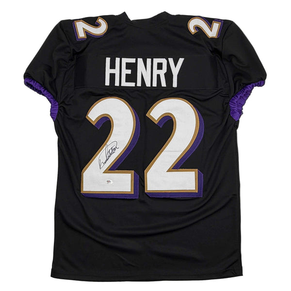 Autographed/Signed Derrick Henry Baltimore Black Football Jersey JSA COA