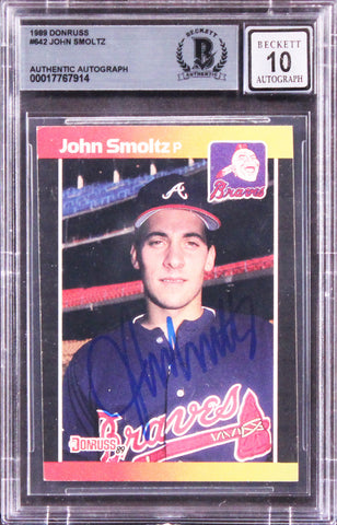 Braves John Smoltz Signed 1989 Donruss #642 Rookie Card Gem Mint 10! BAS Slabbed