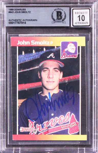 Braves John Smoltz Signed 1989 Donruss #642 Rookie Card Gem Mint 10! BAS Slabbed