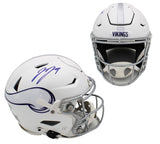 JJ McCarthy Signed Minnesota Vikings Speed Flex Alternate White NFL Helmet