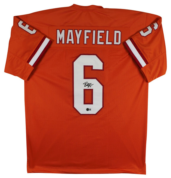 Baker Mayfield Authentic Signed Orange Throwback Pro Style Jersey BAS Witnessed