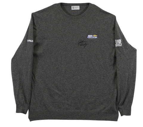 John Daly Signed Match Worn Dark Gray Johnstons of Elgin Cashmere Sweater BAS 2