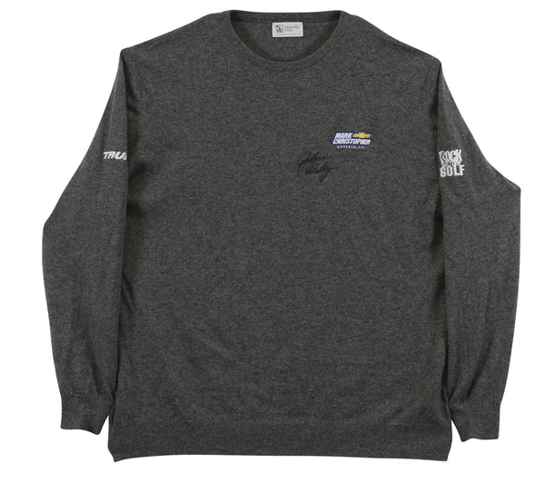 John Daly Signed Match Worn Dark Gray Johnstons of Elgin Cashmere Sweater BAS 2