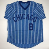 Autographed/Signed Andre Dawson Chicago Blue Pinstripe Jersey JSA COA