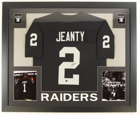 Ashton Jeanty Signed Las Vegas Raiders 35"x 43" Framed Jersey (Beckett) #6 Pick