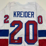 Autographed/Signed Chris Kreider New York White Jersey Beckett BAS COA
