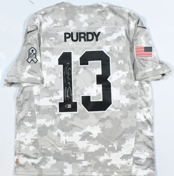 Brock Purdy Autographed 49ers Salute to Service Nike Game Jersey - Beckett W XL