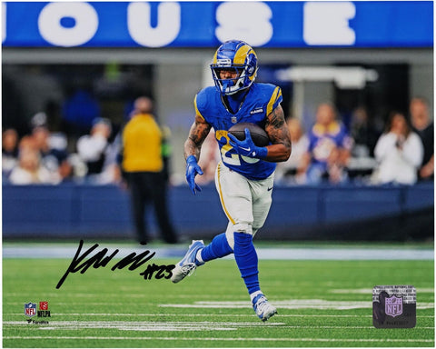 Kyren Williams Los Angeles Rams Signed 8" x 10" Blue Jersey Running Photo