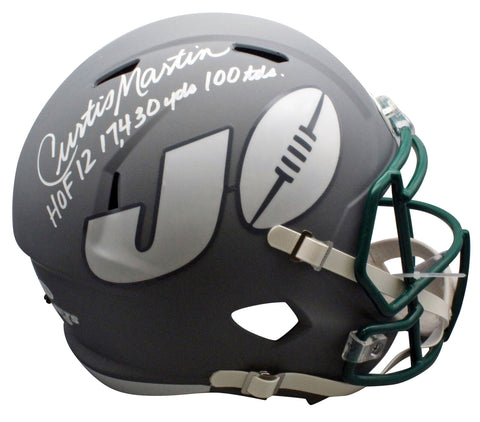 Jets Curtis Martin "3x Inscribed" Signed Amp Full Size Speed Rep Helmet BAS