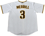 JACKSON MERRILL SIGNED SAN DIEGO PADRES #3 WHITE NIKE JERSEY MLB AUTH