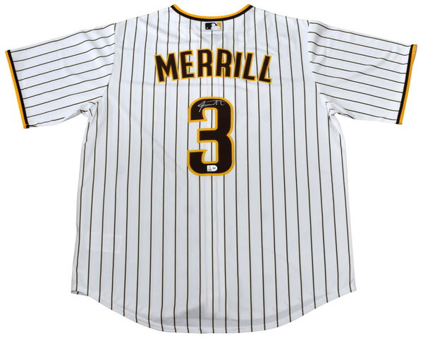 JACKSON MERRILL SIGNED SAN DIEGO PADRES #3 WHITE NIKE JERSEY MLB AUTH