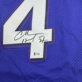 Autographed/Signed Charles Barkley Phoenix Purple Basketball Jersey Beckett COA