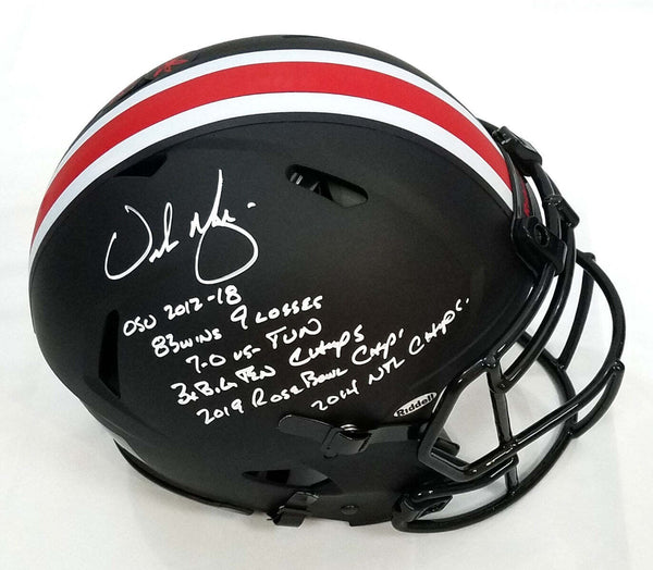 Urban Meyer Signed Ohio State Eclipse Authentic Helmet W/Career Stats Beckett