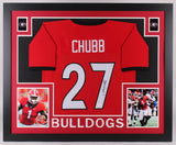 Nick Chubb Signed Georgia Bulldogs 35x43 Framed Jersey (JSA COA) Clv. Browns R.B