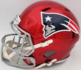 MAC JONES AUTOGRAPHED PATRIOTS FLASH RED FULL SIZE HELMET BECKETT QR 202962