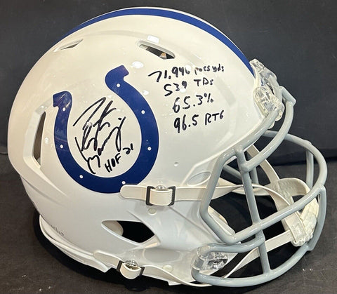 Peyton Manning Signed Authentic Pro Colts FS HOF 21 LE Stat Helmet Auto Fanatics