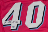 Udonis Haslem Signed Heat Miami Vice Pink Jersey (Beckett) 3xNBA World Champion