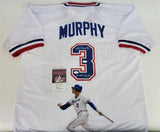 Dale Murphy Signed Atlanta Braves Photo Jersey Inscribed NL MVP 82, 83 (JSA COA)