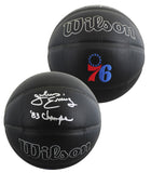 76ers Julius "Dr. J" Erving "83 Champs" Signed Black Logo Basketball W/ Case JSA