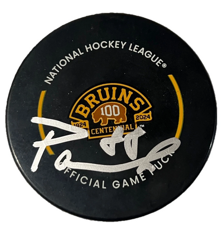 David Pastrnak Boston Bruins Signed 100th Centennial Official Game Puck BAS