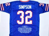 O.J. Simpson Autographed Blue Pro Style STAT Jersey- JSA W *Black