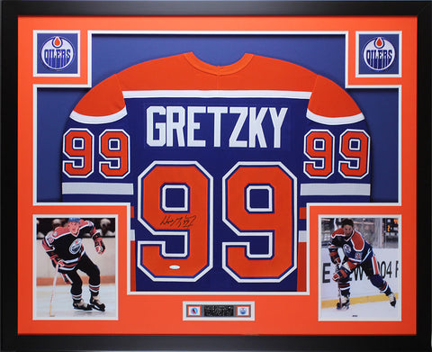 Wayne Gretzky Autographed Framed Blue Oilers Jersey