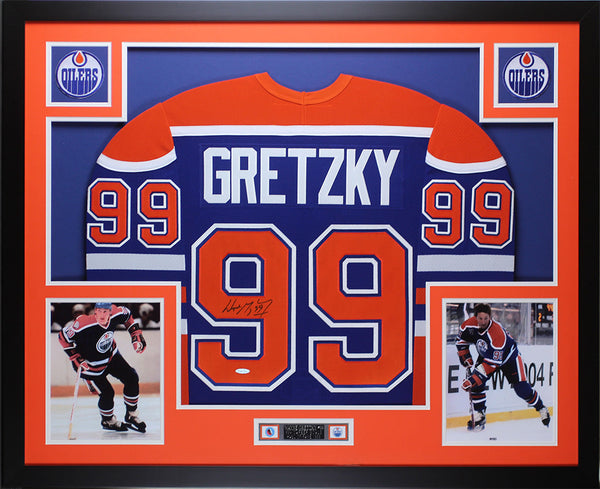 Wayne Gretzky Autographed Framed Blue Oilers Jersey
