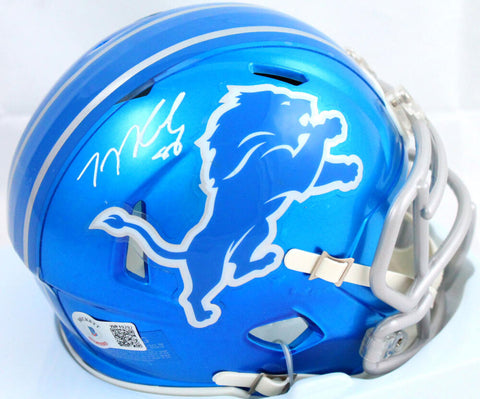 TJ Hockenson Autographed Detroit Lions Flash Speed Mini Helmet-Beckett W Holo