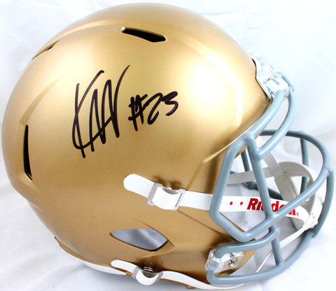 Kyren Williams Autographed Notre Dame Riddell F/S Speed Helmet-Beckett W Holo