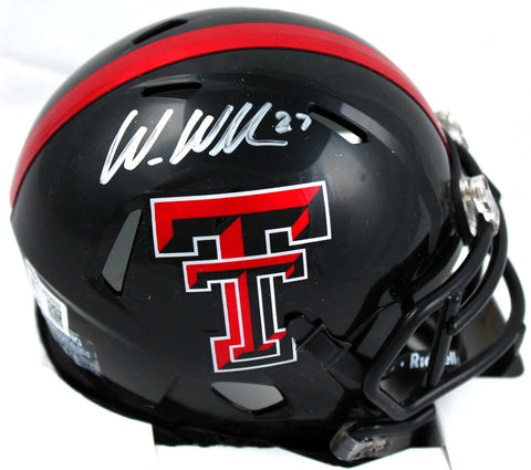 Wes Welker Autographed Texas Tech Speed Mini Helmet-Beckett W Hologram *Silver
