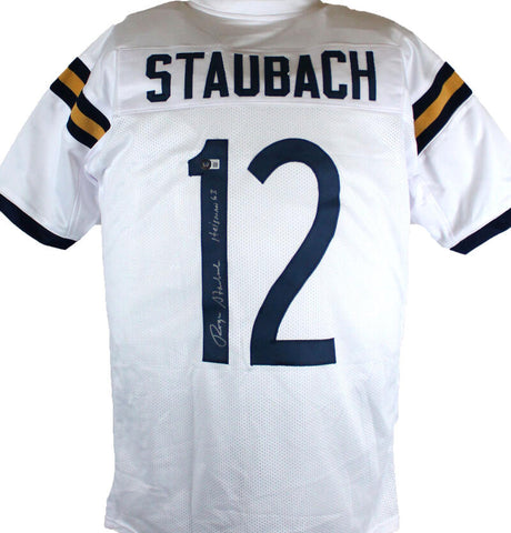 Roger Staubach Signed White College Style Jersey w/Insc.-Beckett W Hologram