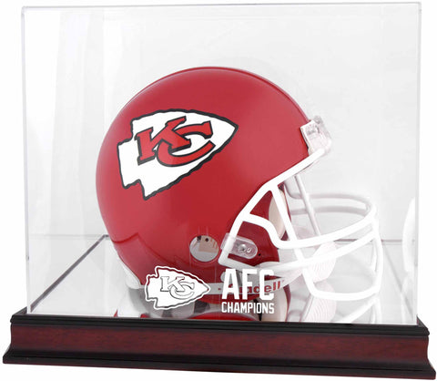 Kansas City Chiefs 2020 AFC Champs Mahogany Logo Helmet Display Case