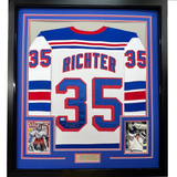 FRAMED Autographed/Signed MIKE RICHTER 33x42 New York White Jersey PSA/DNA COA