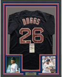 Framed Autographed/Signed Wade Boggs 33x42 Boston Blue Baseball Jersey JSA COA
