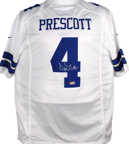 Dak Prescott Autographed Cowboys White Nike Game Jersey-Beckett W Hologram