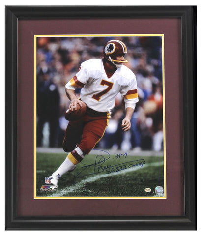 Joe Theismann Signed Washington Redskins Framed 16x20 Photo with "SB XVII Champs" Inscription