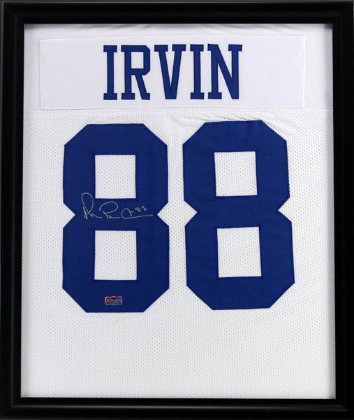 Michael Irvin Signed Dallas Cowboys Framed White Throwback Custom Jersey With "Playmaker" Inscription