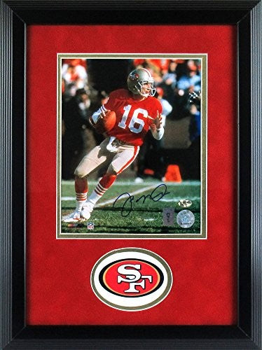 Joe Montana Autographed/Signed San Francisco 49ers Framed 8x10 NFL Photo - "Dropping Back"