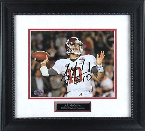 AJ McCarron Autographed/Signed Alabama Crimson Tide Framed 8x10 NCAA Photo - White Jersey