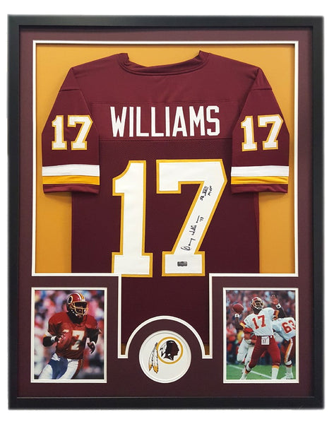 Doug Williams Signed Washington Redskins Framed Maroon Custom Jersey with "SB XXII MVP" Inscription - Circle Decal